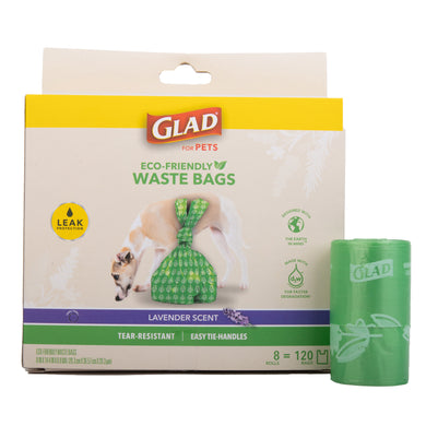 GLAD for Pets Eco-Friendly Scented Waste Bags - 8 Rolls/120 bags