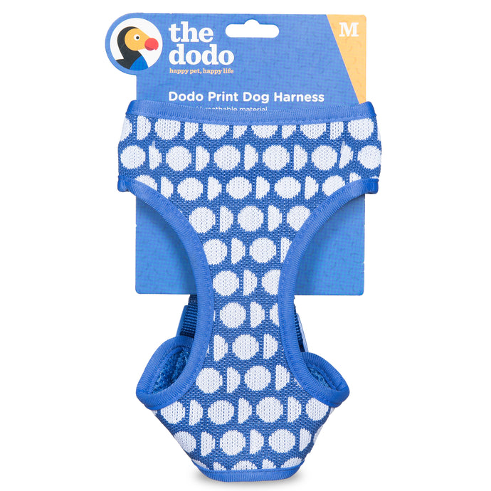 The Dodo Dog Harness, Blue Dodo Print