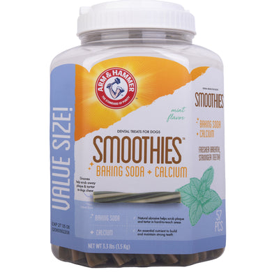 Arm & Hammer Dental Treats for Dogs, Smoothies Sticks, Mint Flavor, Value Bucket- 57 pcs