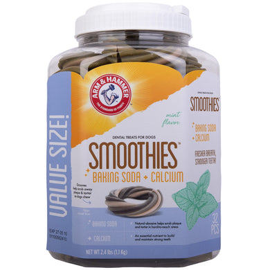 Arm & Hammer Dental Treats for Dogs, Smoothies Rounds, Mint Flavor, Value Bucket - 32 pcs