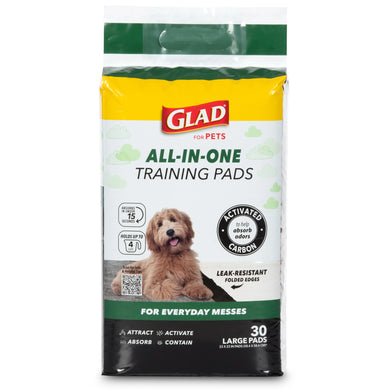 Glad for Pets Activated Carbon Training Pads for Puppies and Senior Dogs, 30 Count