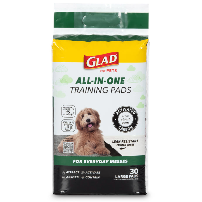 Glad for Pets Activated Carbon Training Pads for Puppies and Senior Dogs, 30 Count