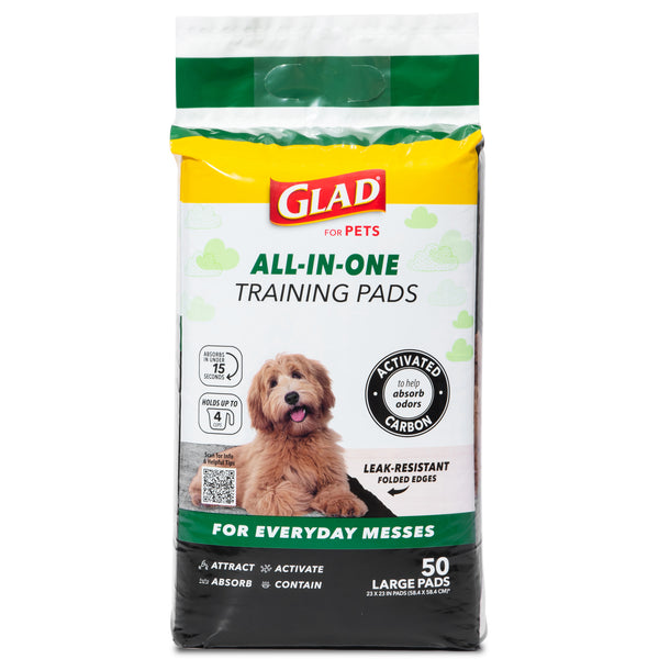 Glad for Pets Activated Carbon Training Pads for Puppies and Senior Dogs, 50 Count